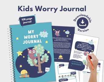 Anxiety Journal for Kids PRINTABLE | PDF | Anxious Children's Worry Book | Calm bedtime Support | 6 7 8 9 10 11 years  | A5, A4, US Letter