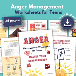 Anger Management Teenagers Printable Workbook | Emotional Regulation, Calming Strategies | CBT Worksheets | Teen Mental Health Download