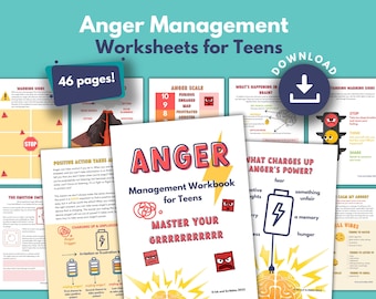 Teen Anger Management Workbook Printable PDF | Emotional Regulation, Coping Skills Worksheets for Teens | Therapy & Home Use
