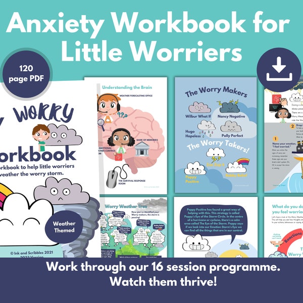 Anxiety Kids CBT PRINTABLE | Worry Workbook Activity and Toolkit | Child Anxiety Relief Resource | Emotional Intelligence | DOWNLOADABLE
