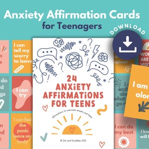 Teen Anxiety Affirmations Cards, PRINTABLE | Coping with Anxiety Relief Statements, Positive Thinking, Teen Mental Health, Confidence, Worry