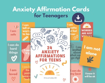 Teen Anxiety Coping Affirmations PRINTABLE | Anxiety Relief Statements | Digital Positive Thinking Cards | Teen Mental Health & Confidence