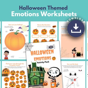 Halloween PRINTABLE Worksheets and Activity for Kids Emotion Learning | Halloween SEL, Recognising Feelings | Pumpkin Emotion Cards Download