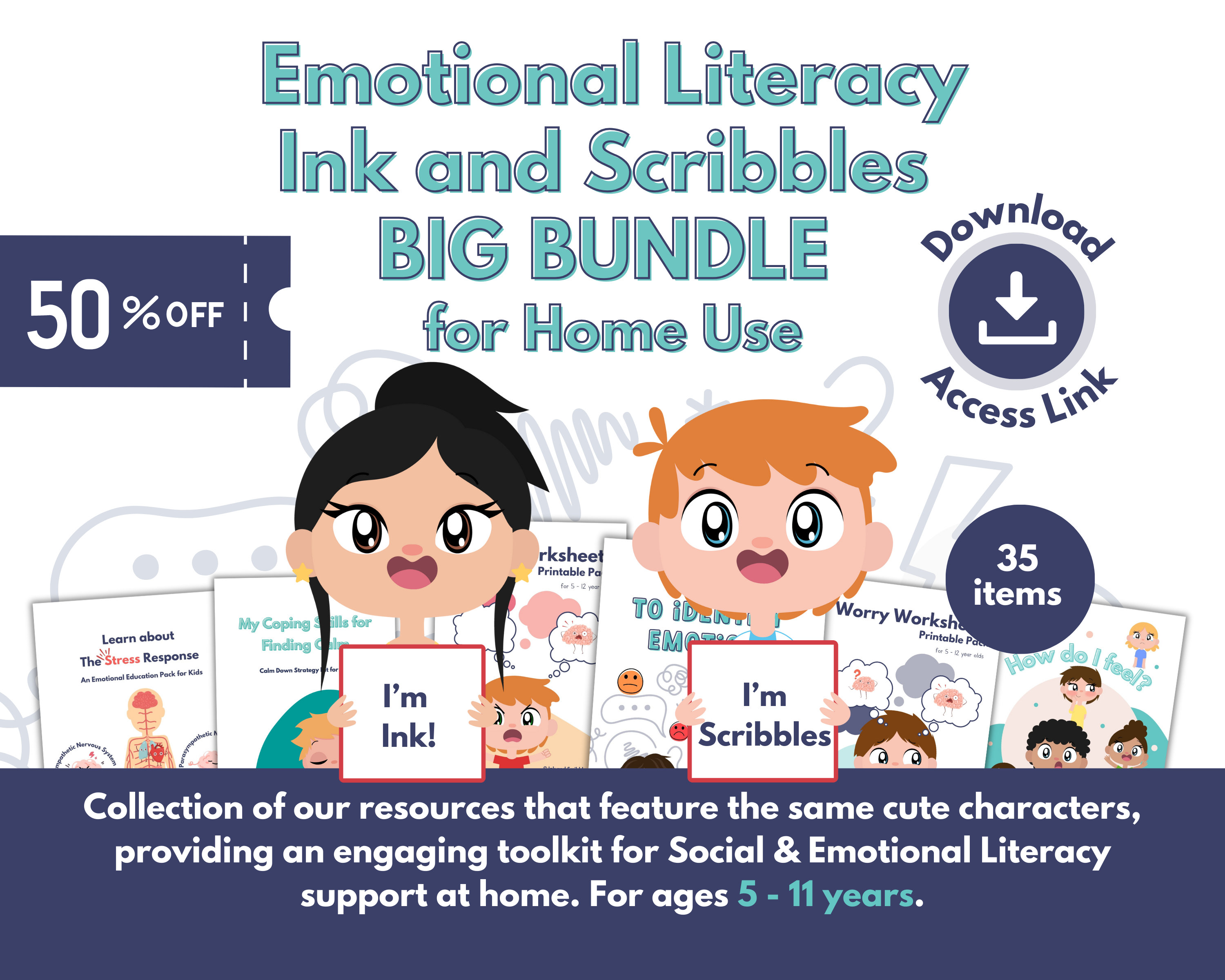 Emotional Literacy Big Bundle | Printable SEL Activities for Kids ...