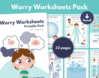 Anxiety Worksheets for Kids | Children's Worry PRINTABLE Resource Pack | Coping Skills, CBT, Social Emotional Learning, Therapy Tools, PDF