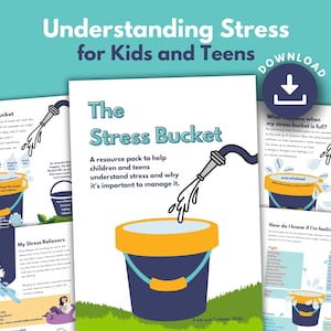 Stress Bucket Worksheets for Kids and Teenagers PRINTABLE | Stress Management Analogy | Coping Skills | Stress Relief | Understand emotions