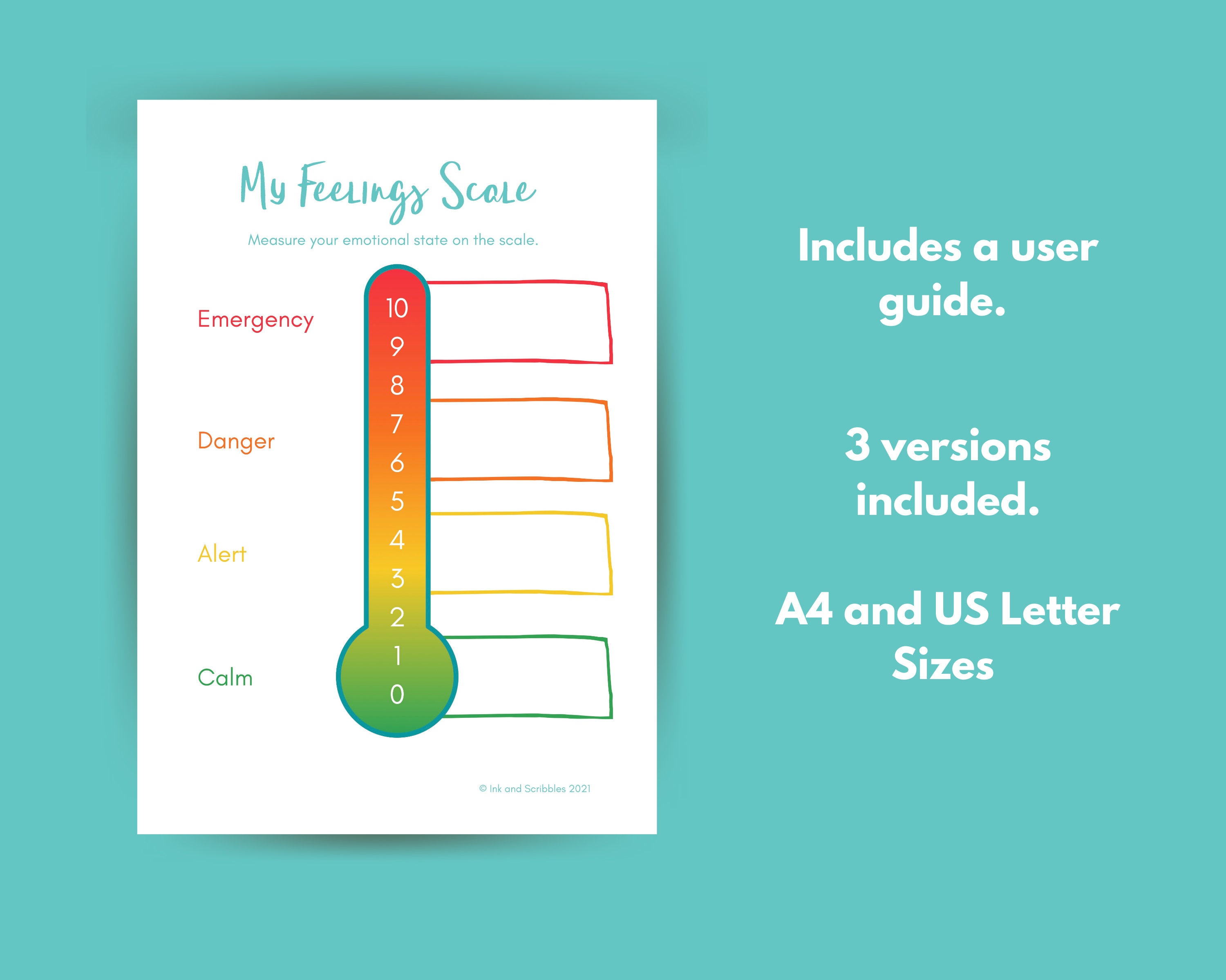 Feelings Scale Emotions Thermometer Emotion Ranking Chart | Etsy