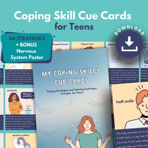 Coping Skill and Calming Strategies Cue Cards for Teens | PRINTABLE Emotional Regulation Flashcards | Calm Down Techniques | Mental Health