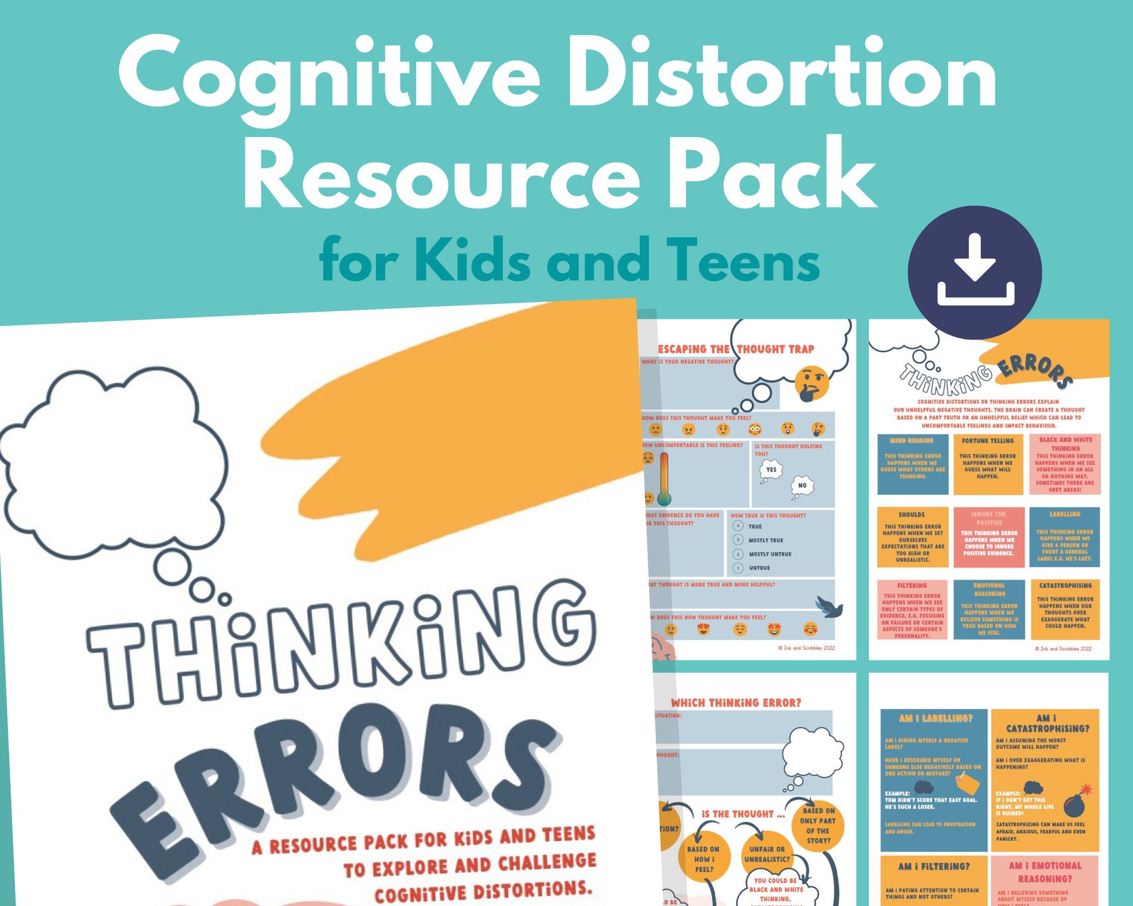 Cognitive Distortions Worksheets PRINTABLE for Kids and Teens - Etsy