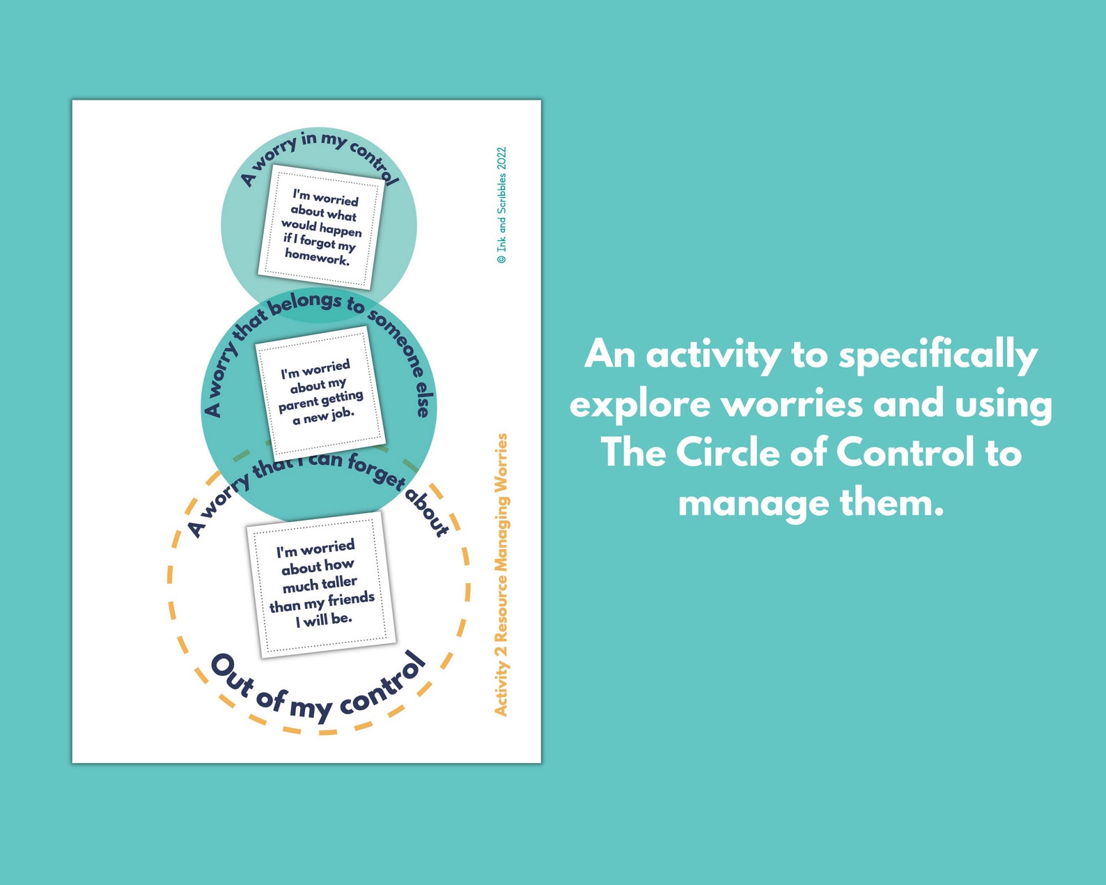 Circle of Control Activity Pack for Teens: CBT Coping Skills (printable ...