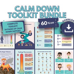 Calm Down Toolkit | Printable Emotional Regulation Bundle for Kids | 33 Posters & 52 Coping Cards | Calm Corner Kit | SEL | Time In