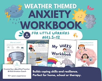 Child Anxiety Workbook PRINTABLE| 16‑Session CBT & Worry Worksheets Program for Kids | Coping Strategies | PDF