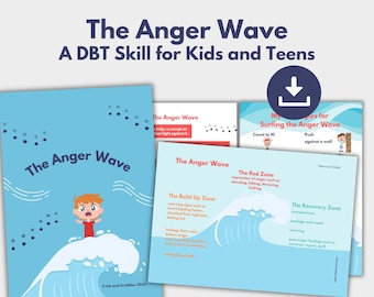 Anger Wave DBT PRINTABLE for Kids and Teens | Anger Management | Emotional Regulation Worksheets | Child Counselling, Therapy, Coaching