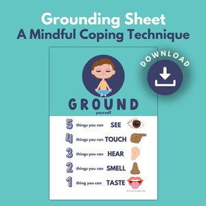 Mindfulness Grounding Technique Poster for Kids: Anxiety Relief (Printable Download)