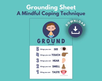 Mindfulness Grounding Technique Poster for Kids: Anxiety Relief (Printable Download)