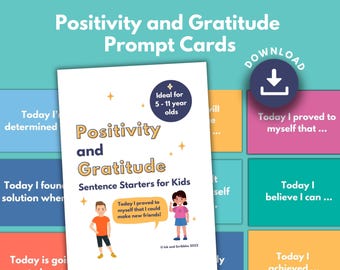 Positive Mindset Prompt Cards for Kids: Gratitude & Resilience (PRINTABLE)