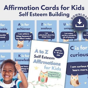 Affirmation cards for Kids PRINTABLE | Positive Mindset for Kids | Self Esteem, Confidence, Resilience | Challenge Negative Beliefs