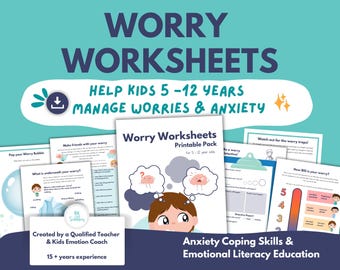 Anxiety Worksheets for Kids: CBT, SEL & Mindfulness Activities  for Worry (Printable PDF)