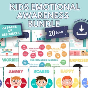 Identifying and Recognising Emotions PRINTABLE Bundle | Emotional Awareness and Intelligence Resources for Kids | Feelings Flashcards, List