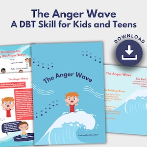 Anger Wave DBT PRINTABLE for Kids and Teens | Anger Management | Emotional Regulation Worksheets | Child Counselling, Therapy, Coaching