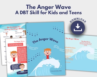 Anger Wave DBT PRINTABLE for Kids and Teens | Anger Management | Emotional Regulation Worksheets | Child Counselling, Therapy, Coaching