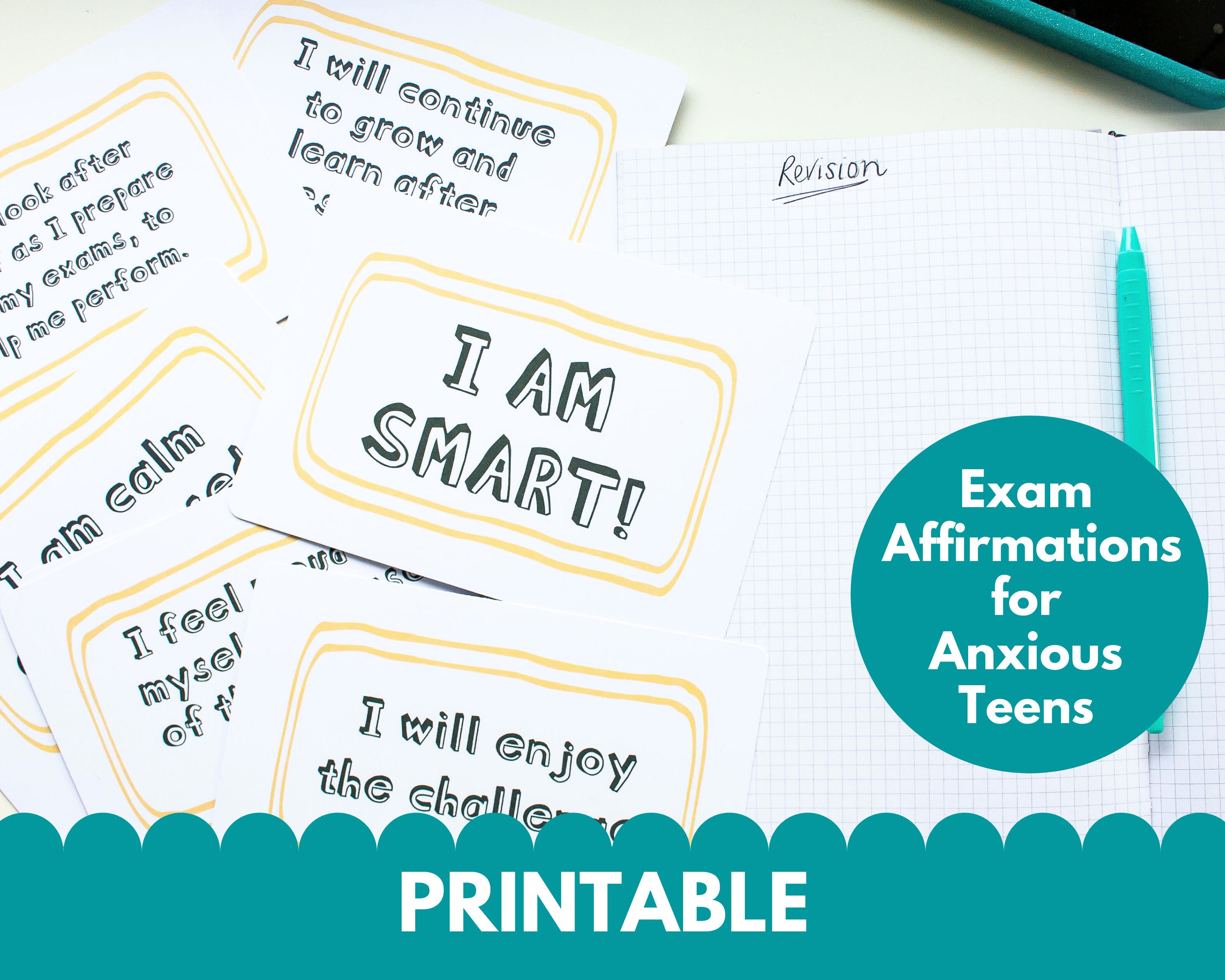 Exam Anxiety Affirmation Cards for Teenagers Printable Etsy