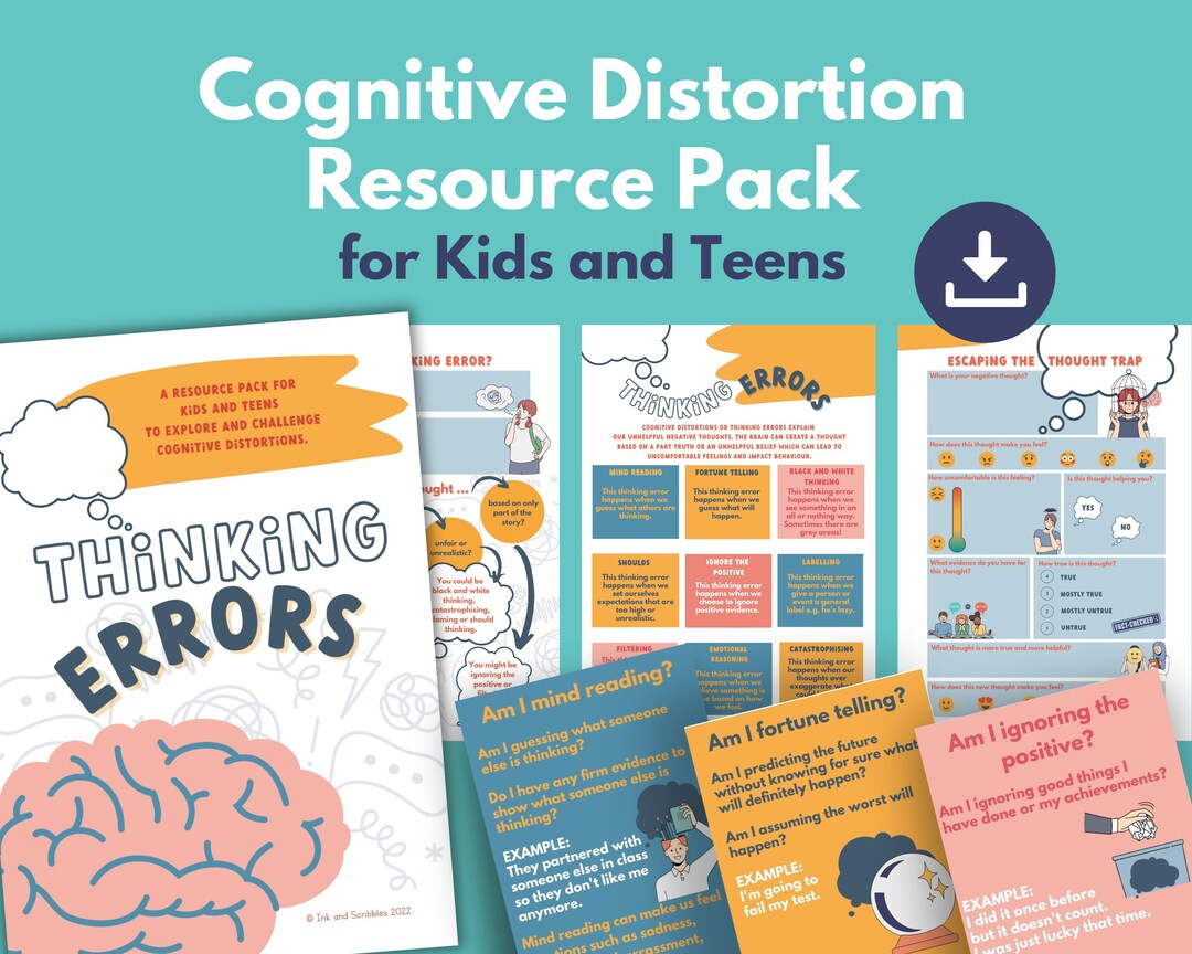 Cognitive Distortions Worksheets PRINTABLE for Kids and Teens Thinking ...