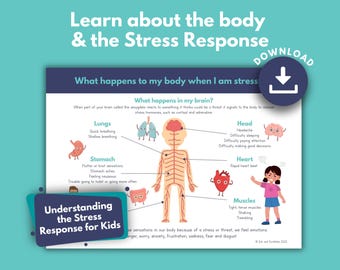 Stress Response Kids PRINTABLE | Fight Flight, Understand Stress, Emotions in Body Sensations and Signals | Nervous System Education