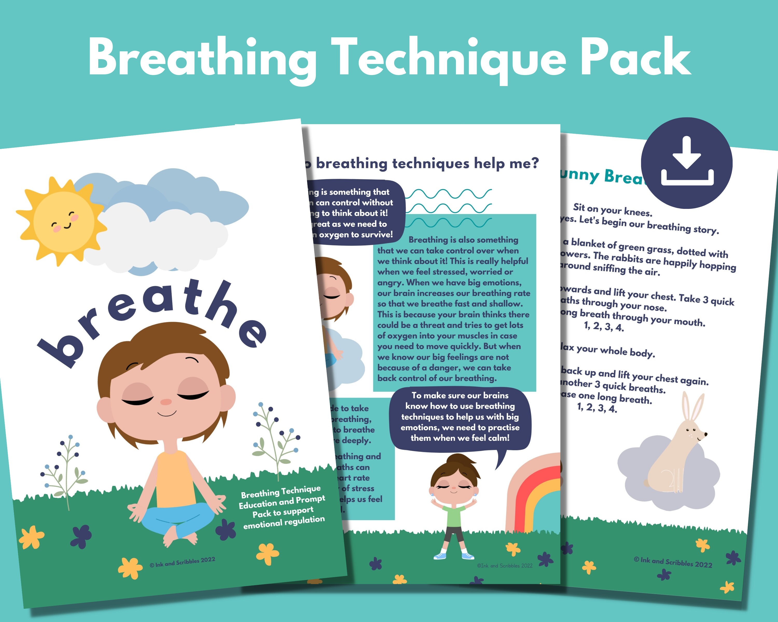 Mindful Breathing Technique Poster and Cards PRINTABLE for Etsy Australia