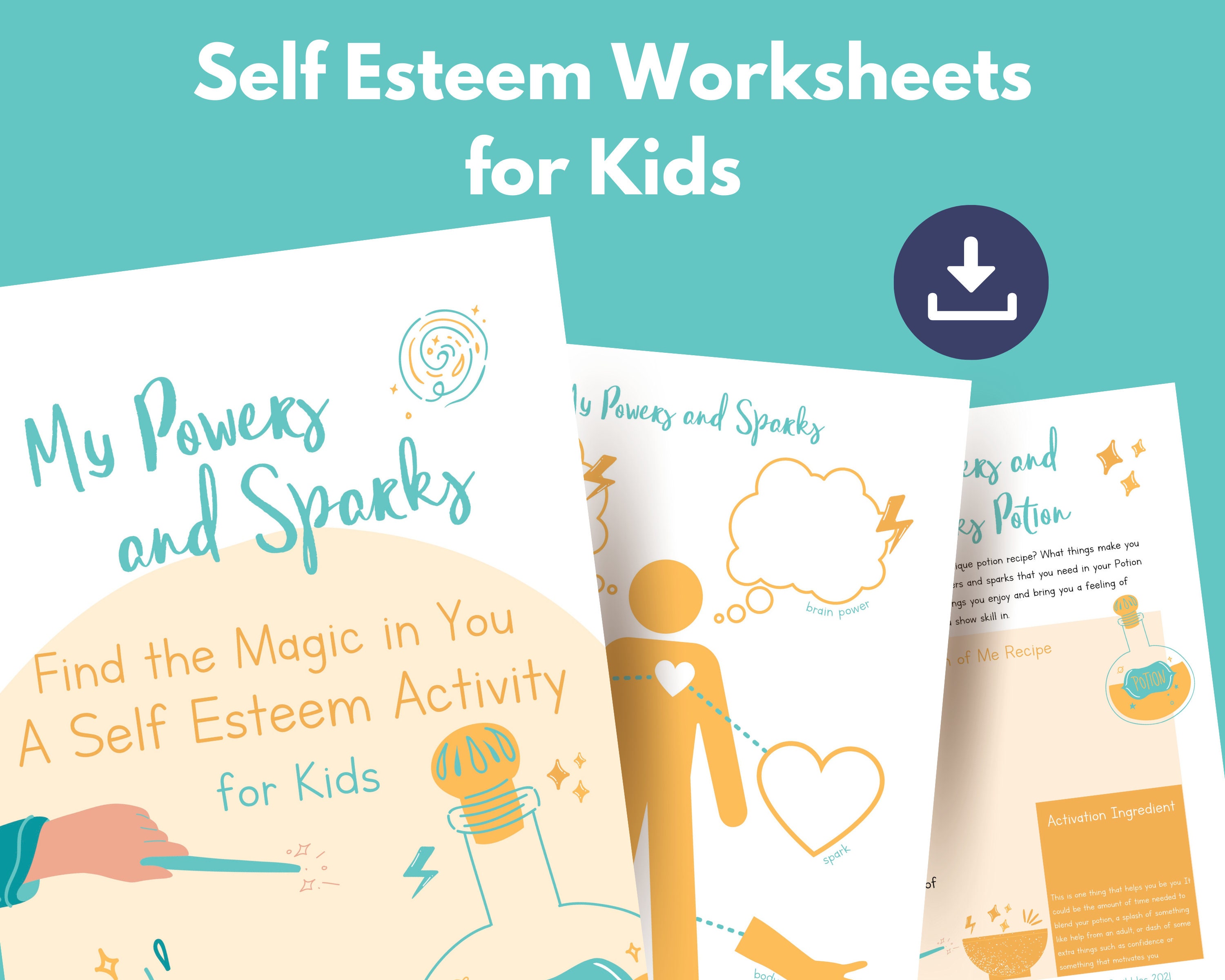 kids self esteem and confidence activity worksheets etsy