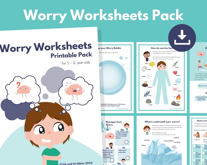 Anxiety Worksheets for Kids Children's Worry PRINTABLE - Etsy