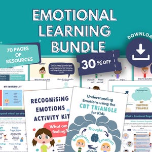 Emotions Learning PRINTABLE Bundle for Kids | Social Emotional Learning, Emotion Cards Mindset, Emotional Education, Recognising Feelings
