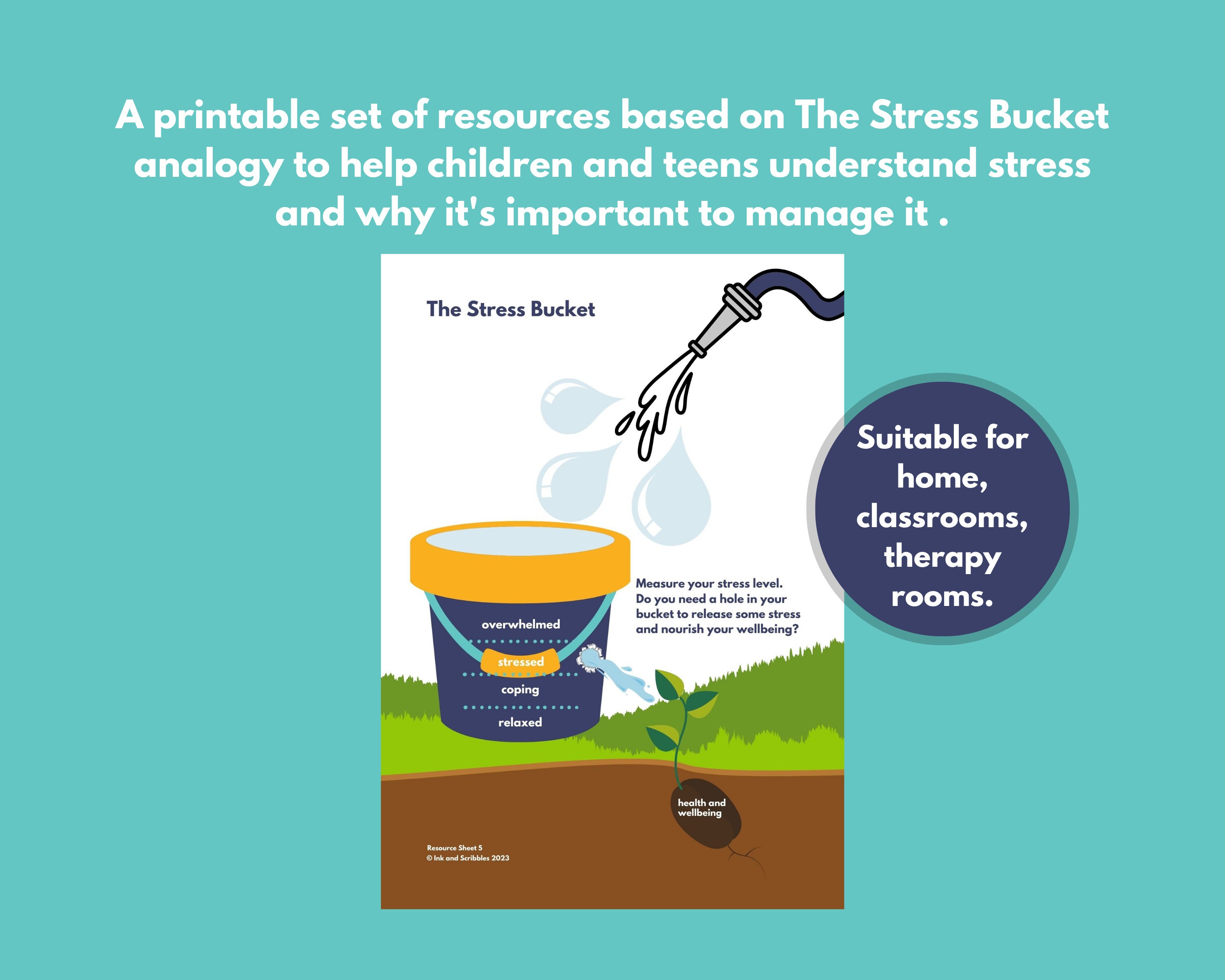Stress Bucket Worksheets for Kids and Teenagers PRINTABLE Stress