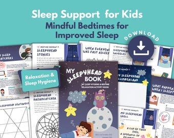 Kids Sleep Hygiene Workbook: Calm Bedtime Routine, Mindfulness (Printable PDF)