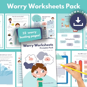 Anxiety Worksheets for Kids | Children's Worry PRINTABLE Resource Pack | Coping Skills, CBT, Social Emotional Learning, Therapy Tools, PDF