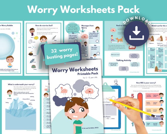 Anxiety Worksheets for Kids: CBT, SEL & Mindfulness Activities  for Worry (Printable PDF)