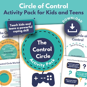 Circle of Control Activity Worksheets PRINTABLE for Kids, Teens | CBT Negative Thinking Therapy Resource | Coping Skill Emotional Regulation