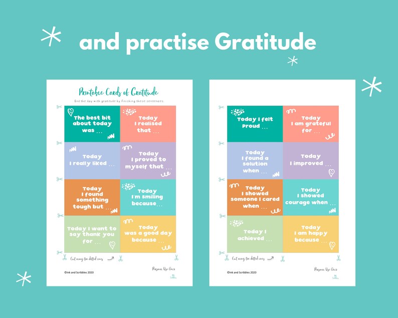 Gratitude Cards PRINTABLE for Kids Positivity Prompt Cards | Etsy