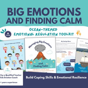 Emotional Regulation PRINTABLE Worksheets for Kids | Managing Big Emotions CBT Activity Workbook, Calm Down Strategies, SEL, Child Therapy