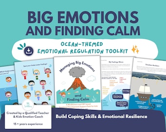 Emotional Regulation PRINTABLE Worksheets for Kids | Managing Big Emotions CBT Activity Workbook, Calm Down Strategies, SEL, Child Therapy
