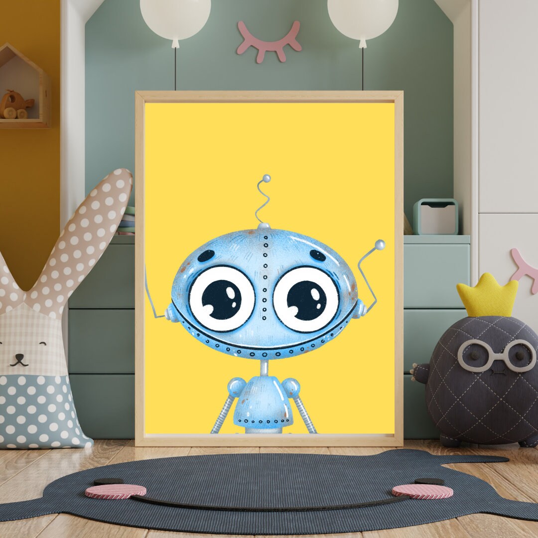 Robot Wall Art, Robot Nursery Art, Robot Kids Bedroom Art, Robot