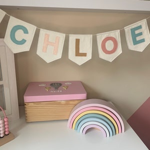 Name Banner Personalised Bunting Nursery Decor Felt Banner Party Decor Girls Bunting Birthday Decor Birthday Banner Felt Chloe Mix