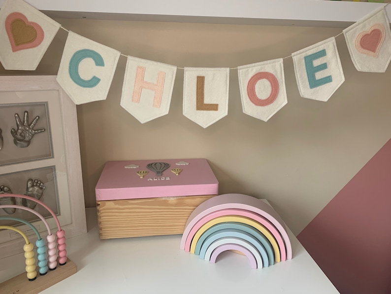 Name Banner Personalised Bunting Nursery Decor Felt Banner Party Decor Girls Bunting Birthday Decor Birthday Banner Felt Chloe Mix
