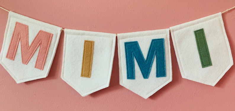 Name Banner Personalised Bunting Nursery Decor Felt Banner Party Decor Girls Bunting Birthday Decor Birthday Banner Felt Mimi Mix