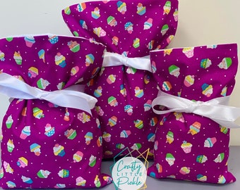 Cupcake Gift Bags - Gift Bags - Birthday Gift  - Party Bags - Wedding Decor - Fabric Wrap - Eco Wrap - Reusable Bags - Teachers Gift
