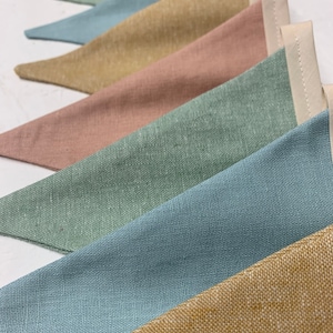 Linen Bunting - Duck Egg, Sage & Mustard - Fabric Bunting - Baby Shower - Nursery Decor - Wall Hanging - Baby Room - Linen Decor - Garland