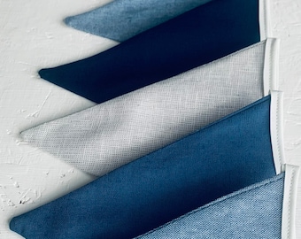 Linen Bunting - Blue Bunting - Baby Shower - Nursery Decor - Wall Hanging - Baby Room - Fabric Bunting - Garland - Boys Room - Play Room