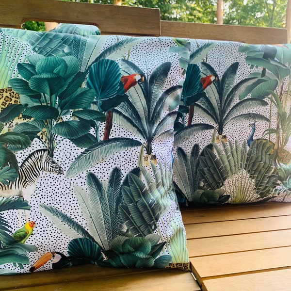 Outdoor Cushion Covers - UV Proof - Water Repellent- Garden Decor - Tropical- Garden Cushion - Handmade - Weatherproof Decor - Outdoor Decor