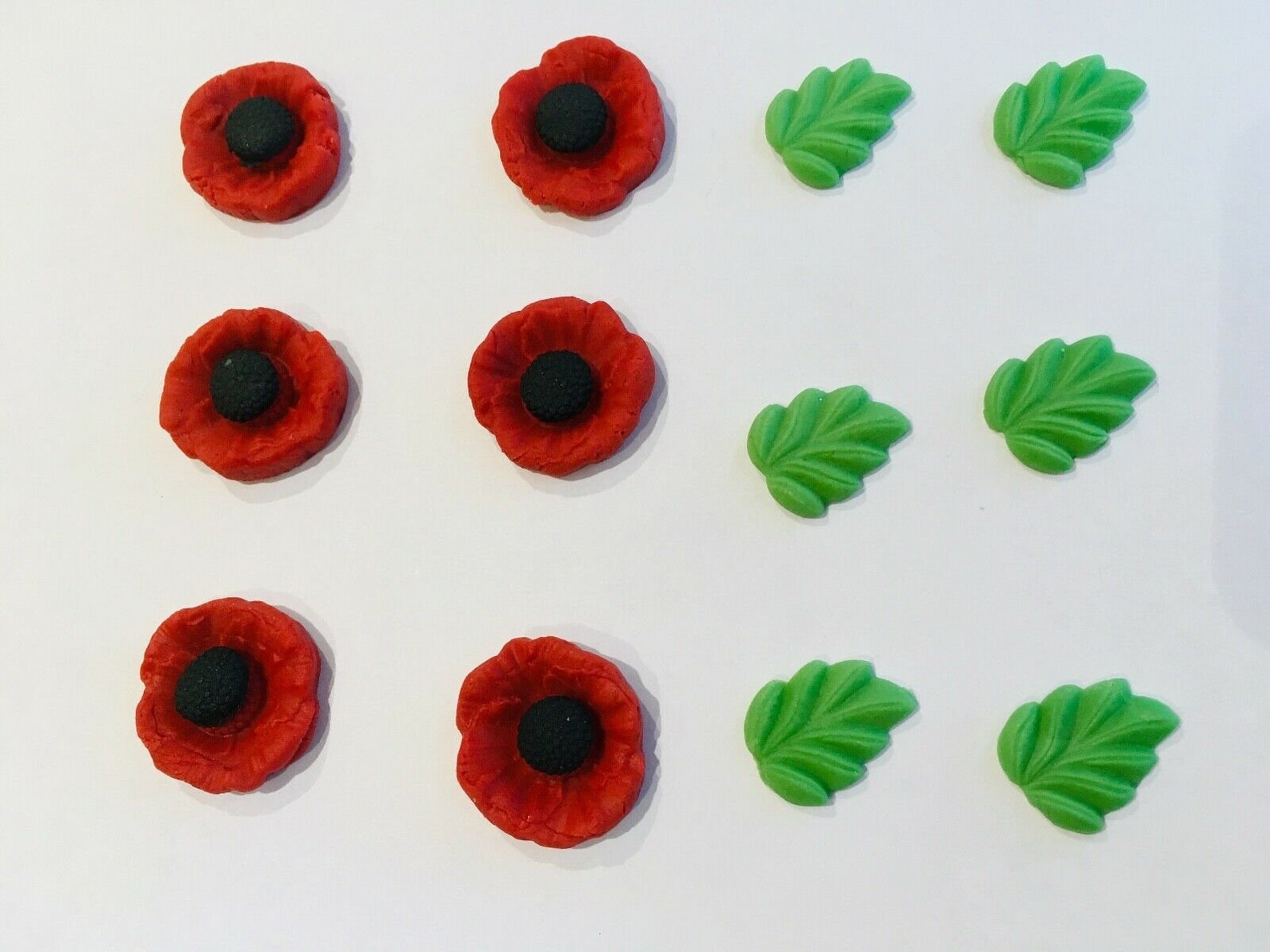 6 or 12 edible poppy leaves cake decorations fondant handmade Etsy
