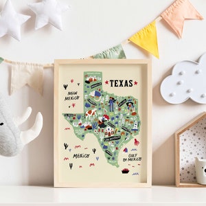 Geïllustreerde kaart van Texas